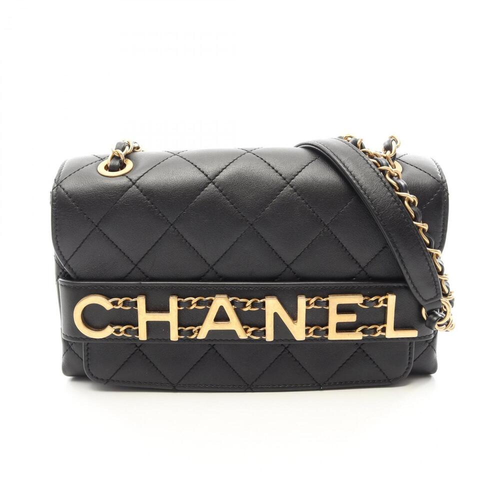 Chanel Matelassé Shoulder Bag/Handbag, Lambskin Leather, Women's, Black